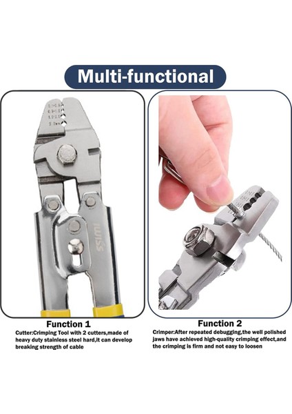 Iwıss Tel Halat Sıkıştırma Aracı, 50FT Tel Halat, 200 Pcs Alüminyum Sıkılma Döngü Kılıfı, Tel Halat (Yurt Dışından) modelleri