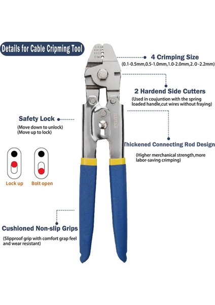 Iwıss Tel Halat Sıkıştırma Aracı, 50FT Tel Halat, 200 Pcs Alüminyum Sıkılma Döngü Kılıfı, Tel Halat (Yurt Dışından) indirimleri
