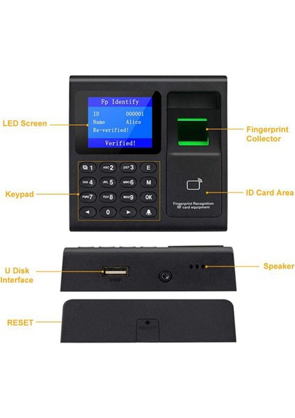 Parmak Izi Katılım Makinesi Rfıd Tuş Takımı Erişim Kontrolü Elektrik Zaman Saat Kayıt Cihazı USB Veri Anahtarlarla Yönetin (Yurt Dışından)