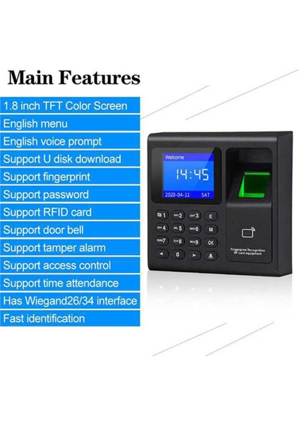 Parmak Izi Katılım Makinesi Rfıd Tuş Takımı Erişim Kontrolü Elektrik Zaman Saat Kayıt Cihazı USB Veri Anahtarlarla Yönetin (Yurt Dışından) fırsatları