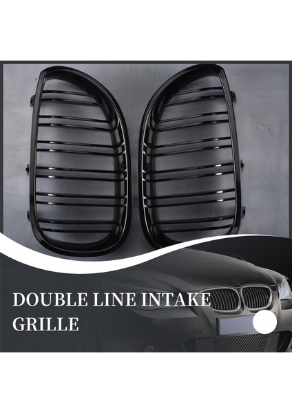 1 Çift Parlak Siyah Ön Böbrek Izgarası Çift Çıta Çift Çizgi Izgara Bmw E60 E61 5 Serisi 2003-2010 Araba Aksesuarları Coupe (Yurt Dışından) fırsatları