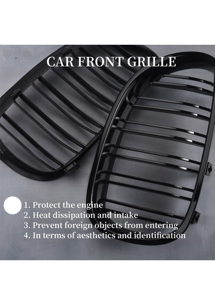 1 Çift Parlak Siyah Ön Böbrek Izgarası Çift Çıta Çift Çizgi Izgara Bmw E60 E61 5 Serisi 2003-2010 Araba Aksesuarları Coupe (Yurt Dışından) indirimleri