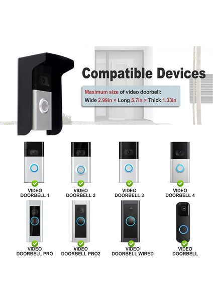 Kapı Zili Yağmur Örtüsü Hırsızlığı Önleyici Kapı Zili Kapısı Braketi, Video Kapı Zili Kapak Braketi Için Delinmeyen Montaj Braketi (Yurt Dışından) modelleri