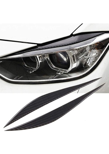 8x Karbon Fiber Araç Ön Far Kaşları Çıkartma Trim Dekorasyon Aksesuarları Bmw- 3 Serisi F30 320I 325I 316I (Yurt Dışından) modelleri