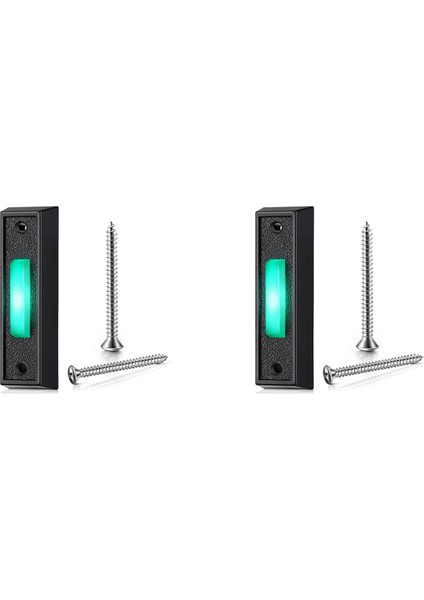 2 Adet Kablolu Kapı Zili Düğmesi LED Işığı, Kapı Zili Halka Düğmesinin Değiştirilmesi, Duvara Monte Kapı Açıcı Anahtarı (Yurt Dışından)