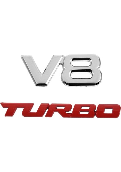 2pcs 3D Gümüş Otomatik Motor V8 Araba Arka Amblem Çıkartma Rozeti Çıkartma Turbo Otomatik 3D Metal Amblem Rozeti Çıkartma (Yurt Dışından)