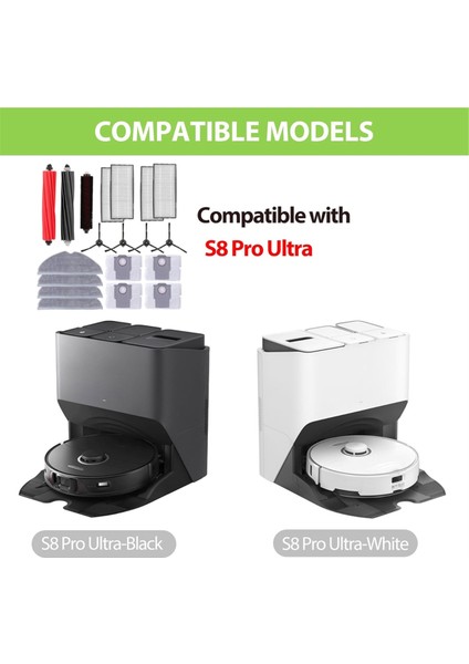 Roborock S8 Pro Ultra Robot Vakum Için Yedek Parça Kiti, Aksesuarlar Ain Yan Fırça Hepa Filtre Mop Bez Torbaları (Yurt Dışından) fiyatları