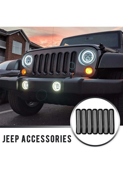 Petek Mesh Ön Izgara Ekleri 1997-2006 Jeep Wrangler Tj &amp; Unlimited - (7 Adet) (Yurt Dışından) fırsatları