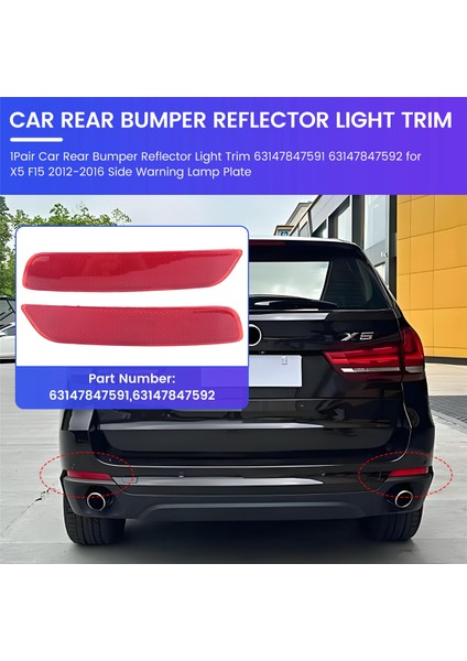 1paır Araç Başlanmızı Reflentör Trım 63147847591 63147847592 Bmw X5 F15 2012-2016 Yan Uyarı Lambası Plakası (Yurt Dışından) fırsatları