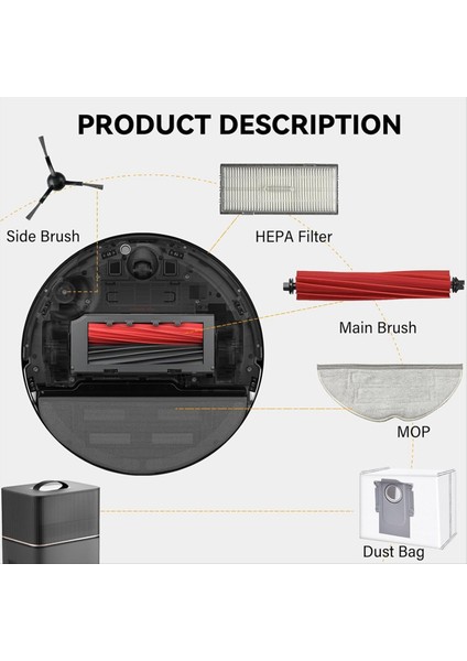 Roborock S8 Pro Uitra Yedek Parçaları Için Aksesuarlar Robot Elektrikli Süpürge Toz Torbaları ile Aksesuar Seti Ana Fırçalar (Yurt Dışından) fiyatları