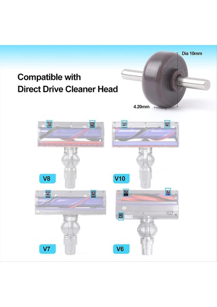10PCS Solepleate Wheels Dyson V6 V7 V8 V10 V11 V15 V15 DC58 DC59 DC62 Direct Drive Temizleyici Kafa Silindirleri Parçaları (Yurt Dışından) fiyatları