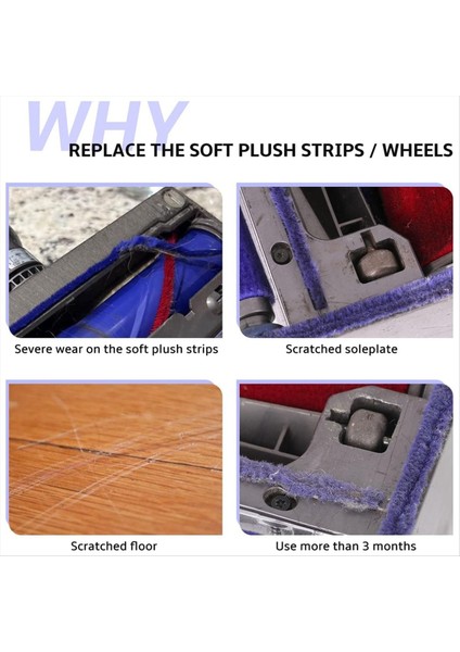 10PCS Solepleate Wheels Dyson V6 V7 V8 V10 V11 V15 V15 DC58 DC59 DC62 Direct Drive Temizleyici Kafa Silindirleri Parçaları (Yurt Dışından) modelleri