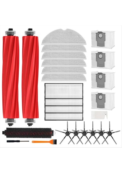 Xiaomi Roborock S7, S7+, S7 Maxv, S7 Maxv Plus, S7 Maxv Ultra, T7, T7S, T7S Artı Ana Yan Fırça Hepa Filtreleri Yedek Parçaları (Yurt Dışından)