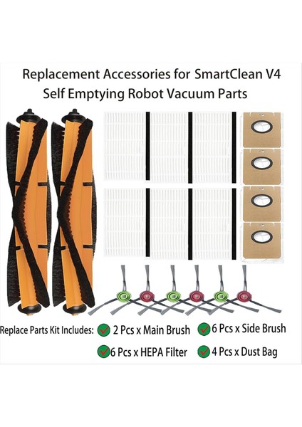 18PCS Ionvac Smartclean V4 Kendini Boşaltma Robot Vakum Süpürücü Ana Yan Fırçalar Filtre Toz Torbaları (Yurt Dışından) modelleri