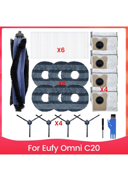 23PCS Eufy Omni C20 Vakum Süpürücü Yedek Parçaları Için Elektrikli Süpürge Fırça Toz Çanta Filtresi ve Mop Kumaş Seti (Yurt Dışından)