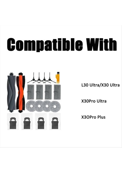 Dreame X30 ULTRA/L30 ULTRA/X30 Pro ULTRA/X30 Pro Artı Elektrikli Süpürge Için Yedek Seti, Ana Fırçalar Filtreler Toz Torbaları (Yurt Dışından) modelleri