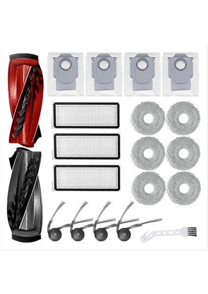 20 Pcs Roborock Qrevo CURVE/P20 Pro Robot Vakum Ekleri Için Aksesuar Kiti Ana Yan Fırçalar Toz Çanta Filtre Mendil (Yurt Dışından)