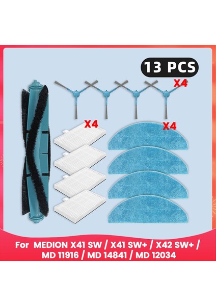 Medıon X41 Sw / X41 Sw+ / X42 Sw+ / Md 11916 / Md 14841 / Md 12034 Yedek Parça Filtresi Ana Yan Fırça Mop Kumaş (Yurt Dışından)