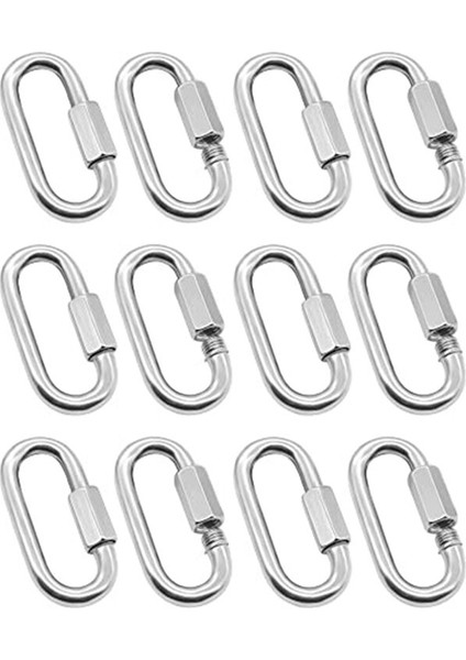 12 Paket Hızlı Bağlantı 5/32 Inç Ağır Hizmet Karabinası D Kamp Yürüyüşü Için Şekil Zinciri Bağlantıları Açık Ekipman Kilitleme (Yurt Dışından)