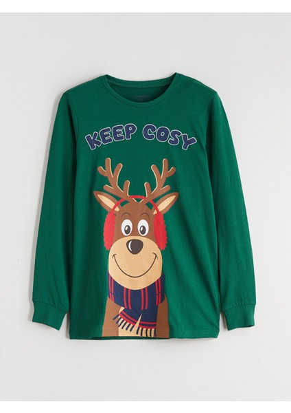 Yeni Sezon Bisiklet Yaka Yılbaşı Temalı Erkek Çocuk Pijama Takımı fiyatları