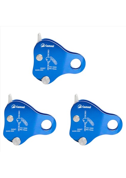 Camnal 3x Güvenlik Tırmanma Koruyucu Ascender 220LB Tırmanma Koruyucu Cihaz Halat Kavrama Açık Tırmanma Tulma 8-13MM Mavi (Yurt Dışından)