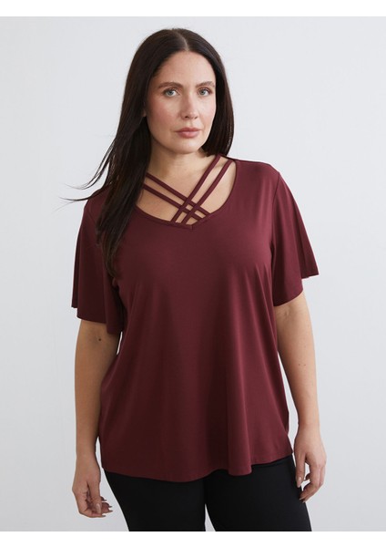Yeni Sezon Büyük Beden V Yaka Kadın Tişört