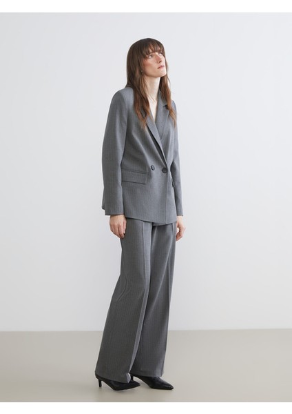 Yeni Sezon Loose Fit Çizgili Kadın Pileli Pantolon modelleri