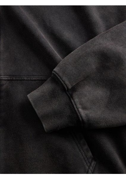 Erkek Siyah Heavyweight Oversized Crop Fermuarlı Sweatshirt modelleri