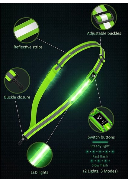 LED Yansıtıcı Kemer Yürüyüş Dişlisi Gece Yürüyüşçü Için Güvenlik Işığı Güvenlik Şarj Edilebilir Yansıtıcı Koşu Dişlisi Siyah (Yurt Dışından) indirimleri