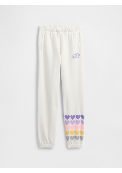 Kız Çocuk Beyaz Relaxed Gap Logo Jogger Eşofman