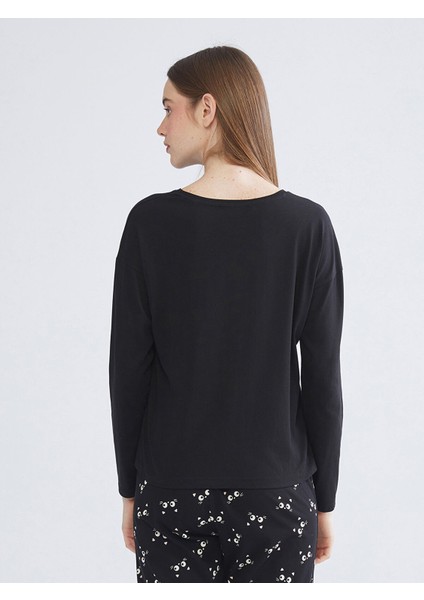 Yeni Sezon Bisiklet Yaka Baskılı Kadın Pijama Üst fiyatları