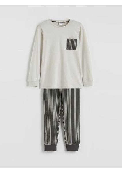 Yeni Sezon Bisiklet Yaka Erkek Çocuk Pijama Takımı