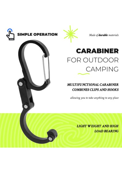 Çok Fonksiyonlu D Şeklinde Carabiner Keychain 360 Kamp Yürüyüş Seyahat (Siyah) Için Dönen Kanca (Siyah) (Yurt Dışından) fırsatları
