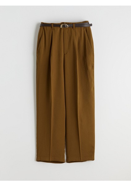 Yeni Sezon Beli Kemerli Loose Fit Kadın Pileli Pantolon indirimleri