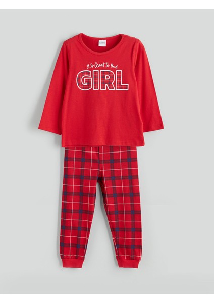 Yeni Sezon Bisiklet Yaka Baskılı Kız Çocuk Pijama Takımı Anne Kız Kombini