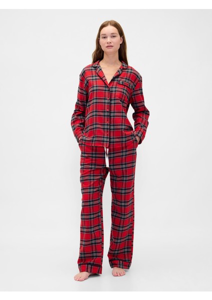 Kadın Kırmızı Softest Flannel Pijama Takımı