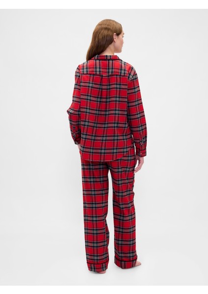 Kadın Kırmızı Softest Flannel Pijama Takımı modelleri