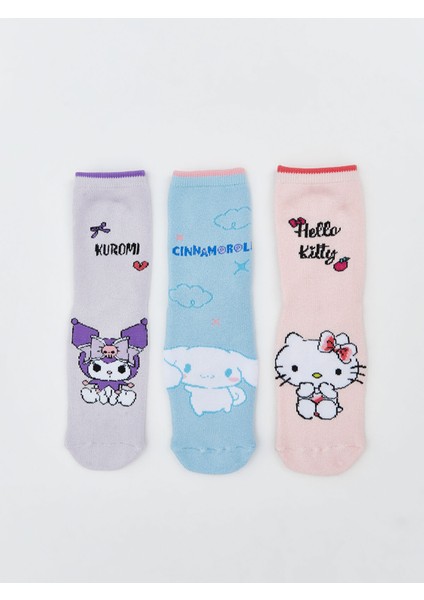 Yeni Sezon Hello Kitty Desenli Kız Çocuk Havlu Soket Çorap 3'lü