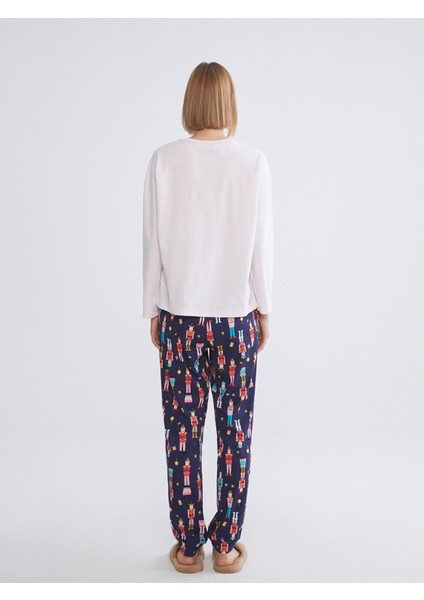 Yeni Sezon Bisiklet Yaka Baskılı Kadın Pijama Takımı fırsatları