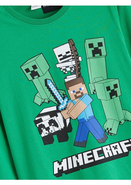 Yeni Sezon Bisiklet Yaka Minecraft Baskılı Erkek Çocuk Pijama Takımı modelleri