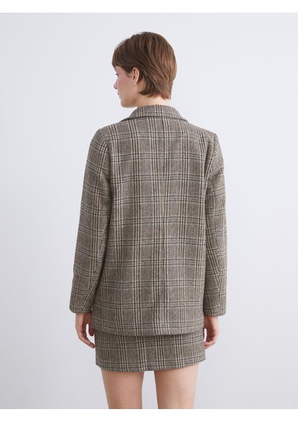 Yeni Sezon V Yaka Ekose Kadın Kaşe Blazer Ceket fırsatları