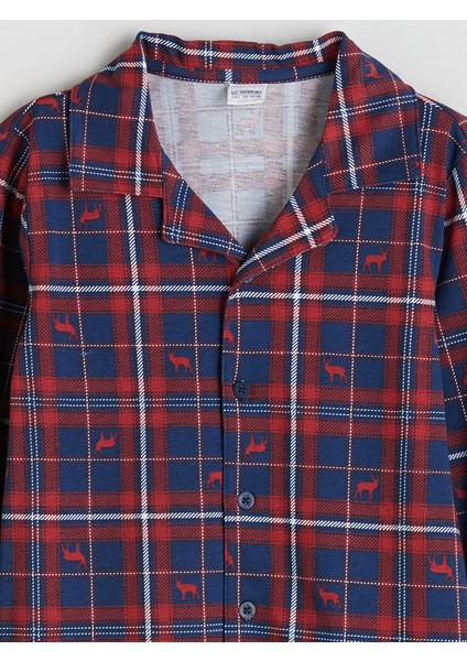 Yeni Sezon Gömlek Yaka Erkek Çocuk Pijama Takımı modelleri