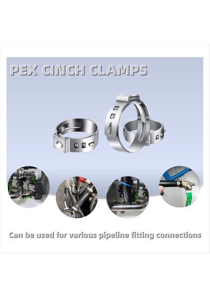 100PCS 1/2 Inç Pex Kelepçeleri Pex Boru Takma Bağlantıları Için Paslanmaz Çelik Tek Kulak Hortum Kelepçeleri (Yurt Dışından) fırsatları