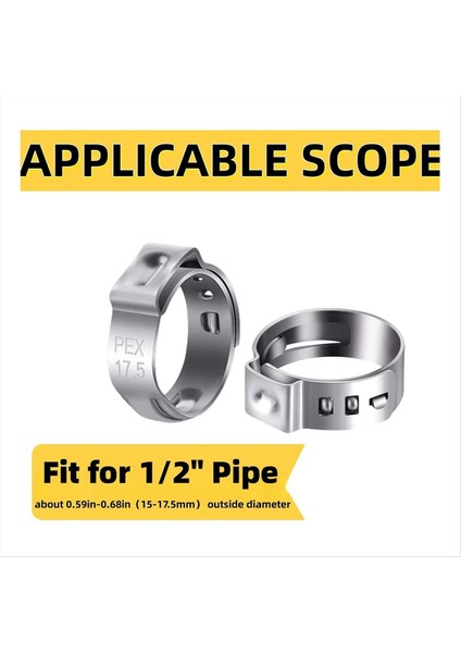 100PCS 1/2 Inç Pex Kelepçeleri Pex Boru Takma Bağlantıları Için Paslanmaz Çelik Tek Kulak Hortum Kelepçeleri (Yurt Dışından) indirimleri