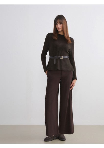 Yeni Sezon Dik Yaka Kemerli Kadın Triko Kazak modelleri