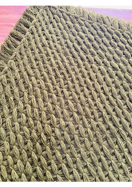 Yeşil Kalın Örgü Şal, Omuz Şalı 75 x 93