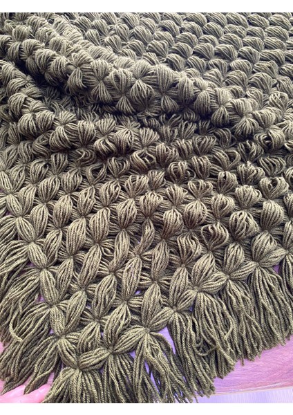 Yeşil Kalın Örgü Şal, Omuz Şalı 75 x 93 modelleri