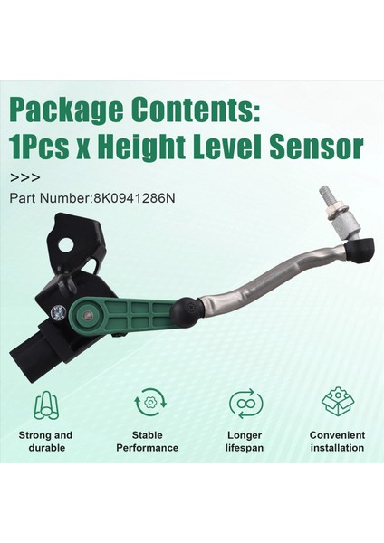 8K0941286N Ön Sağ Yükseklik Seviye Sensör Far Far Sensörü Audi A4 B8 Avant S4 08-16 A5 S5 Sportback Coupe 10-17 (Yurt Dışından) fırsatları