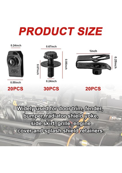 70 Pcs Motor Kapak Splash Shıeld Koruma Vücut Cıvataları Evrensel Tampon Astar Itme Harfancı Perçin Klipsleri (Yurt Dışından) fiyatları