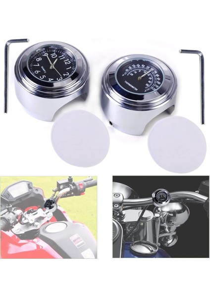 2 Adet Motosiklet Kuvars Saat ve Termometre 7/8 Inç Su Geçirmez Bisiklet Gideri Izleme Alüminyum Evrensel Aksesuarlar (Yurt Dışından) fiyatları